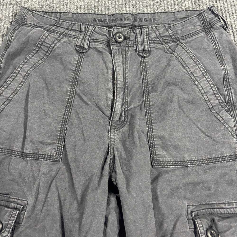 American Eagle Cargo Pants Womens 10 Charcoal Grey Multi Pocket Utility